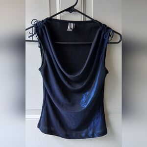 Forever 21 Sheer Midnight Blue Cowl Neck Blouse